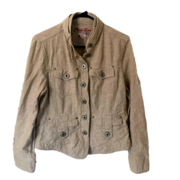 Point Zero Linen Blend Utility Jacket Large - Picture 1 of 7